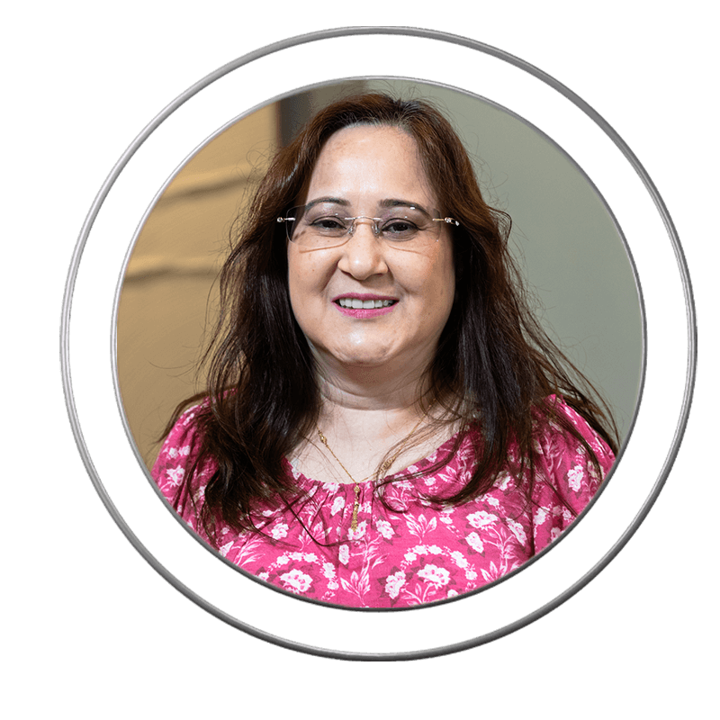 Happy dental patient smiling after treatment at J.P Prosthodontics in Fullerton, CA